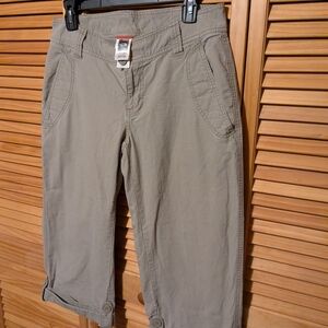 Northface Tan Cropped Pants with Button Accents